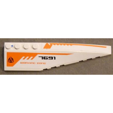 white wedge 12 x 3 right with black 7691 orange working zone and orange lines pattern stickers - set 7691