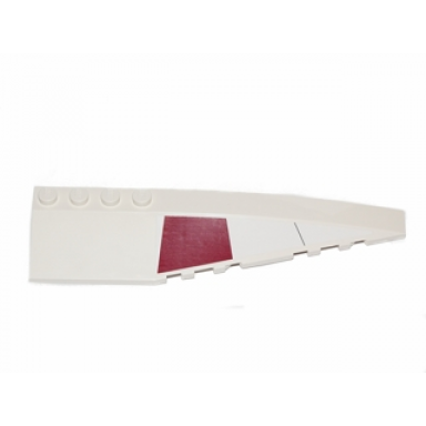 white wedge 12 x 3 right with dark red trapezoid and black line pattern sticker - set 75003