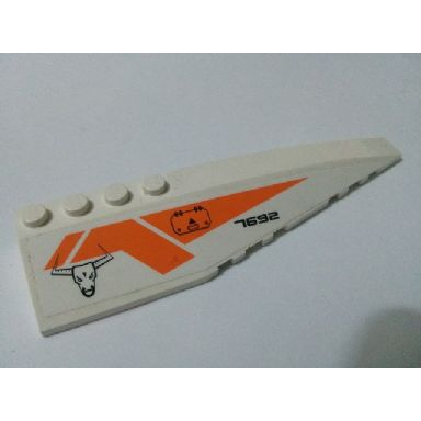 white wedge 12 x 3 right with 7692 hatch bulls head and orange stripes pattern sticker - set 7692