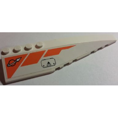 white wedge 12 x 3 right with modified classic space logo orange lines and hatch pattern sticker - set 7690