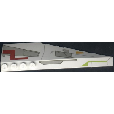 white wedge 12 x 3 left with gray panels lime medium orange dark red markings pattern