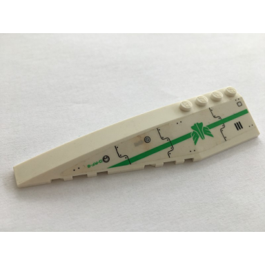 white wedge 12 x 3 left with vent bright green stripe and galaxy squad logo pattern sticker - set 70704