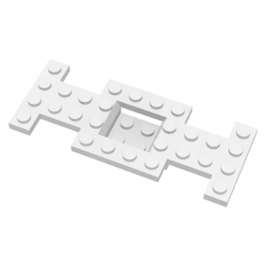 white vehicle base 4 x 10 x 2 3 with 2 x 2 recessed center with smooth underside no center hole