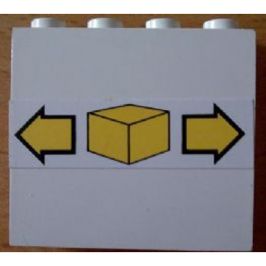 white panel 1 x 4 x 3 - solid studs with small box and arrows pattern sticker - set 6377