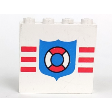 white panel 1 x 4 x 3 - solid studs with coast guard pattern