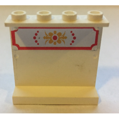 white panel 1 x 4 x 3 - hollow studs with bed decoration pattern sticker - set 7586