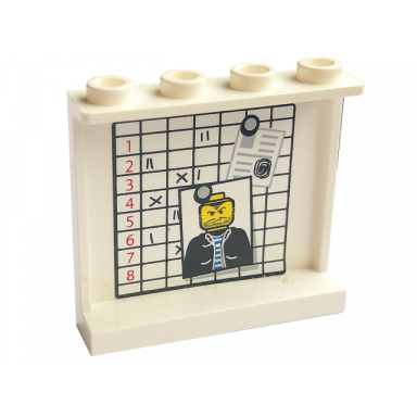 white panel 1 x 4 x 3 - hollow studs with police case board and minifigure photo pattern on inside sticker - set 7743