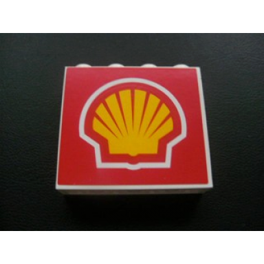 white panel 1 x 4 x 3 - hollow studs with shell logo pattern sticker - set 8672