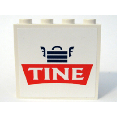 white panel 1 x 4 x 3 - hollow studs with tine logo pattern sticker - set 1029