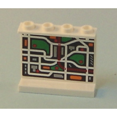 white panel 1 x 4 x 3 - hollow studs with map street pattern 7 on inside sticker - set 7642