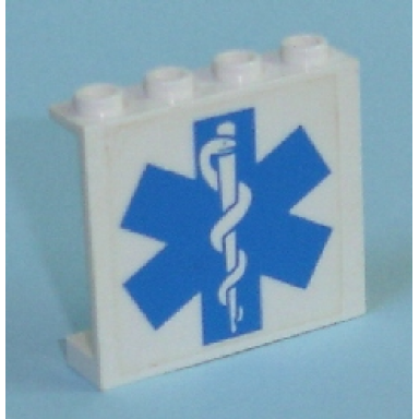 white panel 1 x 4 x 3 - hollow studs with emt star of life pattern sticker - set 7892