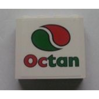 white panel 1 x 4 x 3 - hollow studs with octan logo pattern sticker - set 7993