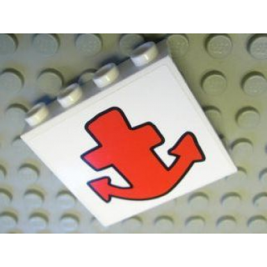 white panel 1 x 4 x 3 - hollow studs with red anchor pattern sticker - set 3832