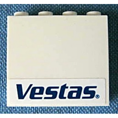 white panel 1 x 4 x 3 - hollow studs with vestas logo pattern sticker - set 4999