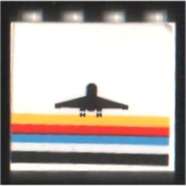 white panel 1 x 4 x 3 with black airplane and multicolor stripes pattern sticker - set 6440