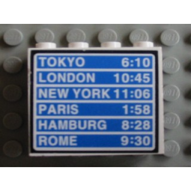 white panel 1 x 4 x 3 with schedule pattern 1 sticker - set 6597