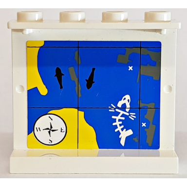 white panel 1 x 4 x 3 with map sea pattern on inside sticker - set 6560