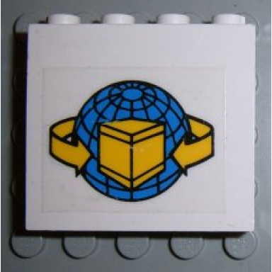 white panel 1 x 4 x 3 with box and arrows and globe pattern sticker - sets 4555 6542