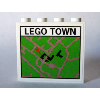 white panel 1 x 4 x 3 with map street pattern 6 lego town sticker - set 10184