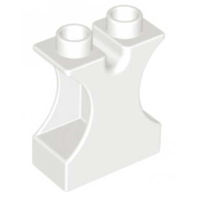 white duplo brick 1 x 2 x 2 with side cutouts and channel in top