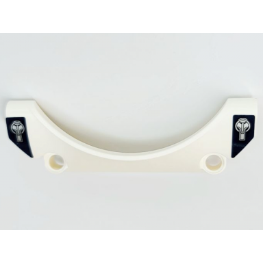 white technic panel car mudguard arched 9 x 2 x 3 straight top with silver hood latches on dark blue background pattern stickers - set 42109