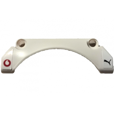white technic panel car mudguard arched 30 9 x 2 x 3 straight top with red vodafone and black puma logos pattern model left side stickers - set 42137