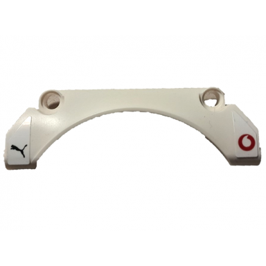 white technic panel car mudguard arched 30 9 x 2 x 3 straight top with red vodafone and black puma logos pattern model right side stickers - set 42137