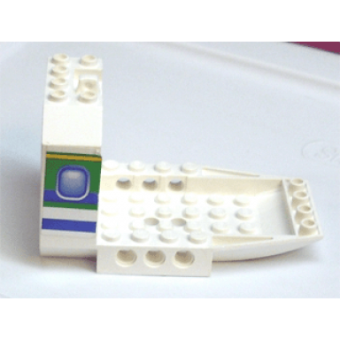 aircraft fuselage forward bottom angular 6 x 10 x 5 cockpit with blue and green window pattern on both sides stickers - set 4620