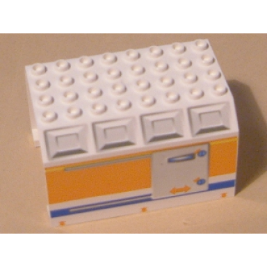 aircraft fuselage middle angular top 6 x 8 x 4 with door on blue orange and yellow stripes pattern