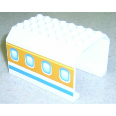 aircraft fuselage middle angular top 6 x 8 x 4 with windows on blue orange and yellow stripes pattern