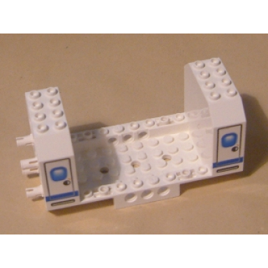 aircraft fuselage angular bottom 6 x 12 x 5 with doors on blue stripe pattern