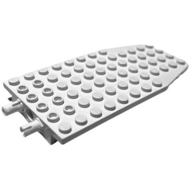 white wedge plate 6 x 12 x 1 cut corners with 2 fixed rotatable pins