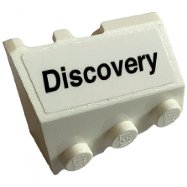 white wedge 3 x 3 sloped left with black discovery pattern sticker - set 10283