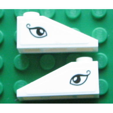 white slope 33 3 x 1 with female black and white eye on white background pattern on both sides stickers - set 10196
