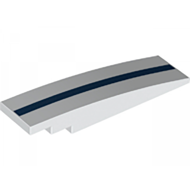 white slope curved 8 x 2 with dark blue stripe pattern