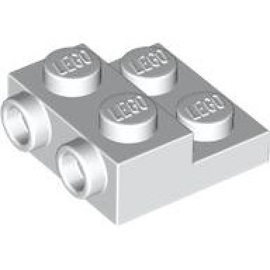 white plate modified 2 x 2 x 2 3 with 2 studs on side - hollow bottom tube