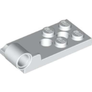 white hinge plate 2 x 4 with pin hole and 2 holes - bottom