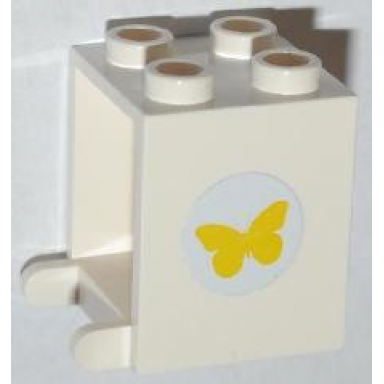 white container box 2 x 2 x 2 with yellow butterfly pattern sticker - set 3315
