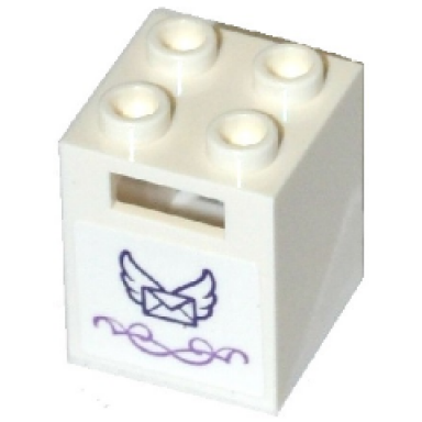 white container box 2 x 2 x 2 with dark purple envelope with wings and medium lavender swirls pattern sticker - set 41176