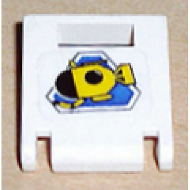 white container box 2 x 2 x 2 door with slot with yellow submarine on blue triangle pattern sticker - sets 1782 6441
