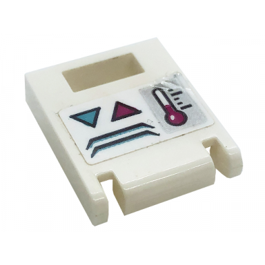 white container box 2 x 2 x 2 door with slot with dark azure and magenta arrows and thermometer pattern sticker - set 41318