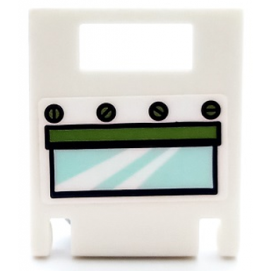 white container box 2 x 2 x 2 door with slot with oven window with light aqua glass green handle and knobs pattern sticker - set 41393