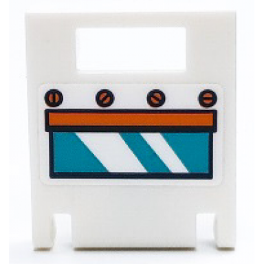 white container box 2 x 2 x 2 door with slot with oven window with dark turquoise glass orange handle and knobs pattern sticker - set 41428