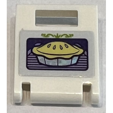 white container box 2 x 2 x 2 door with slot with oven door and bright light yellow pie pattern sticker - set 41162
