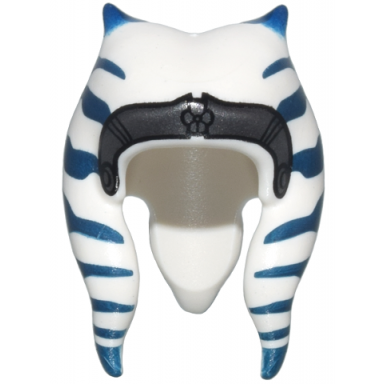 white minifigure headgear headdress sw togruta montrals medium with dark blue stripes dark silver headband pattern ahsoka tano