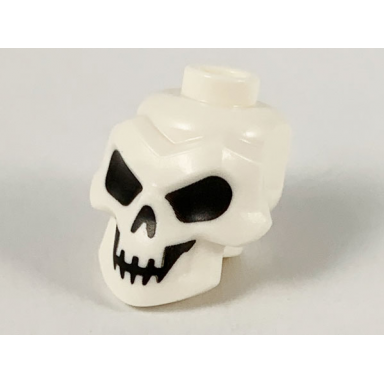 white minifigure head modified skull with black eyes nose and mouth pattern