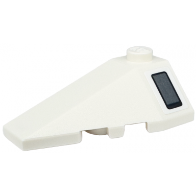 white wedge 4 x 2 triple left with dark bluish gray rectangle with black end and outline pattern sticker - set 75350