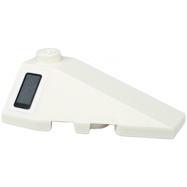 white wedge 4 x 2 triple right with dark bluish gray rectangle with black end and outline pattern sticker - set 75350