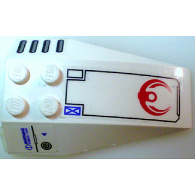 white wedge 6 x 4 triple curved with red crescent pattern stickers - set 7700