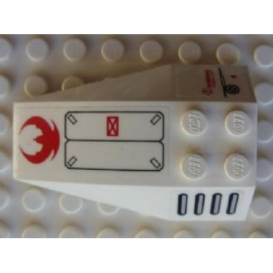 white wedge 6 x 4 triple curved with red crescent vent and warning pattern stickers - set 7713